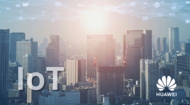 foto edificios y logo IoT Huawei