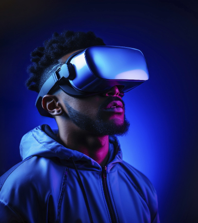 foto hombre con gafas de realidad virtual
